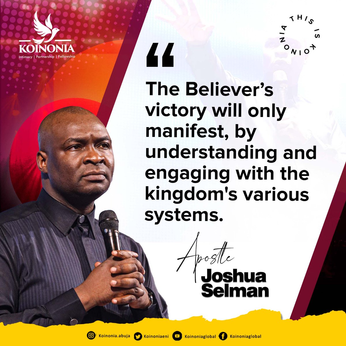 #ApostleJoshuaSelman 
#KoinoniaAbuja 
#KoinoniaGlobal