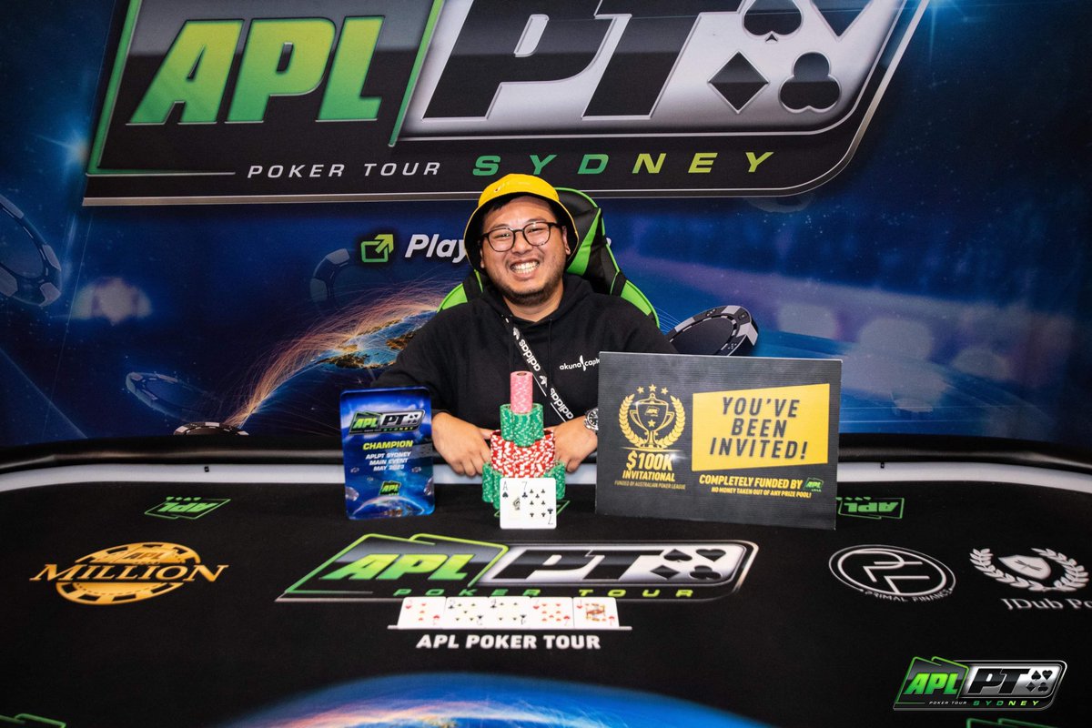 APLMajorEvents's tweet photo. From a field of 1,055 entries, just one man remains…
Massive congratulations to Sydney local Rex Ly who took out the #APLPT Sydney Main Event trophy for $24,730 after a heads-up deal with fellow New South Welshman Huu Le!! https://t.co/BCfq7VAVsg