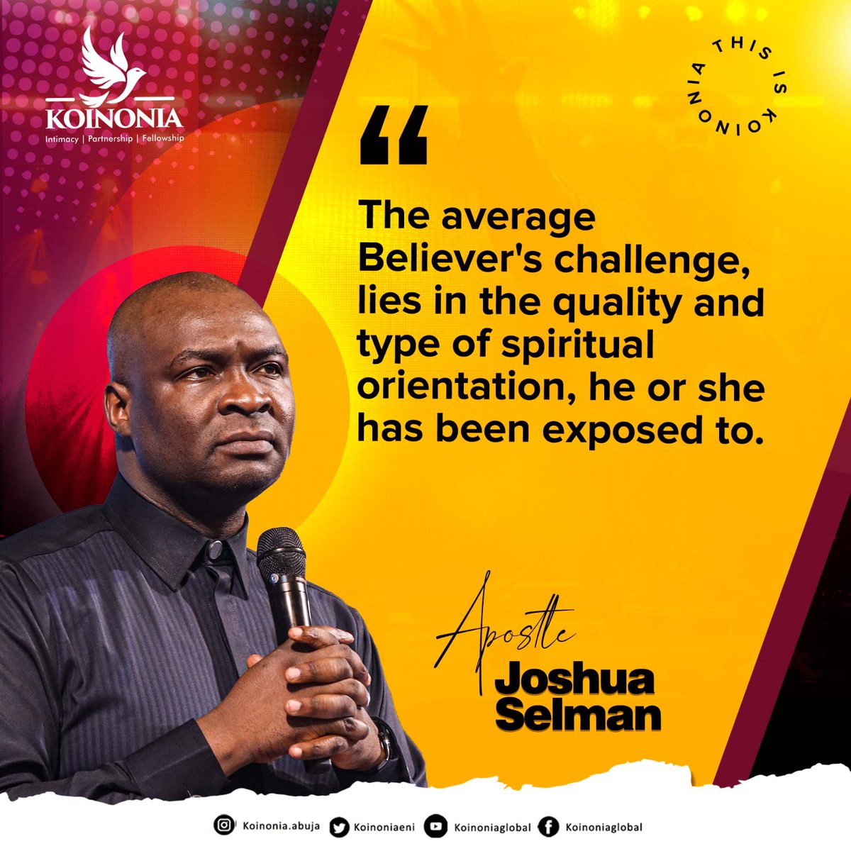 #ApostleJoshuaSelman 
#KoinoniaAbuja 
#KoinoniaGlobal