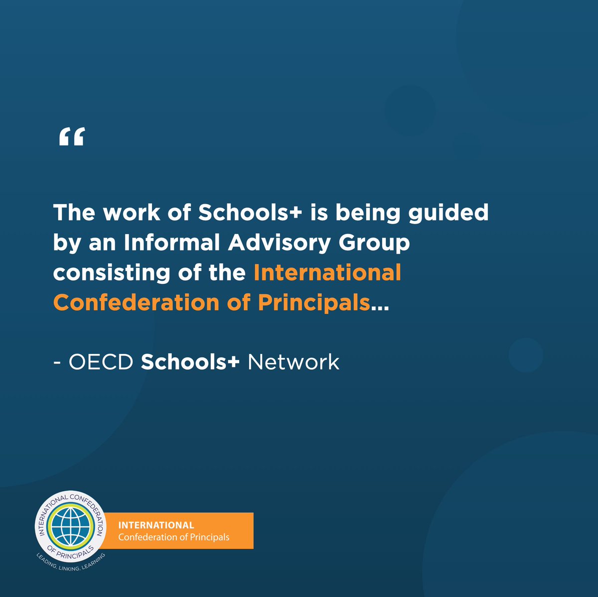 ICP are incredibly excited about their involvement in this initiative. ICP President, Peter Kent, and Executive Secretary, Sofia Hughes are present at the Schools+ Launch in Paris, France this week.

To find out more, click here: oecd.org/education/scho…