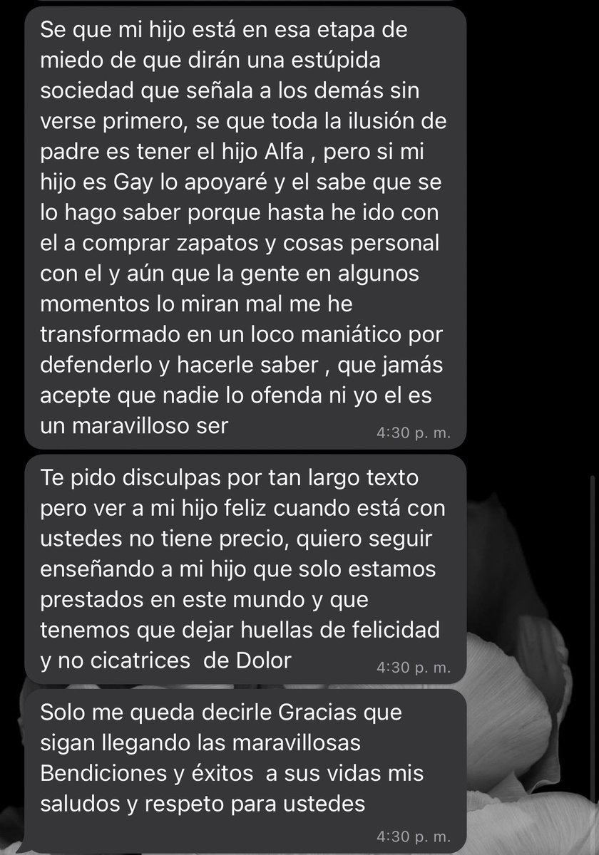 ayer hicimos un show en valencia y un padre llevó a su hijo menor de edad, me mandó este mensaje y es hermoso saber que hasta con comedia la gente puede llegar a entender y respetar a la comunidad lgbtqi+ 💖