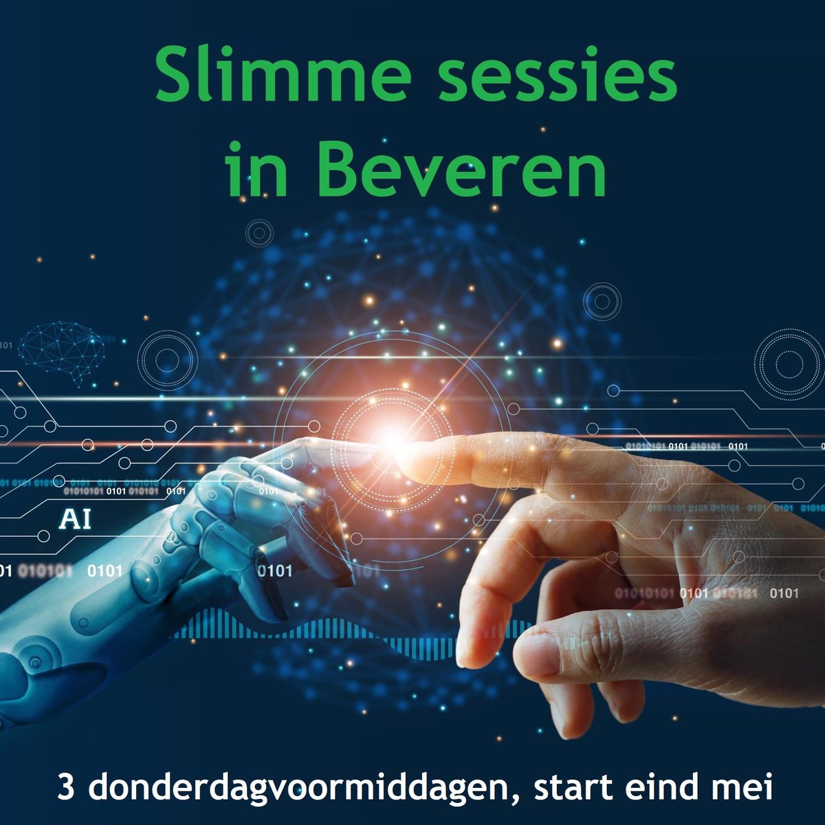 Slimme sessies in Beveren!
Drie donderdagvoormiddagen in het Gildenhuis te Beveren.
Van 9u30 tot 12u, kostprijs € 16,50, pauze met koffie en een koekje. Spreker Wim De Baere, inschrijven via lbconderwijs.be
