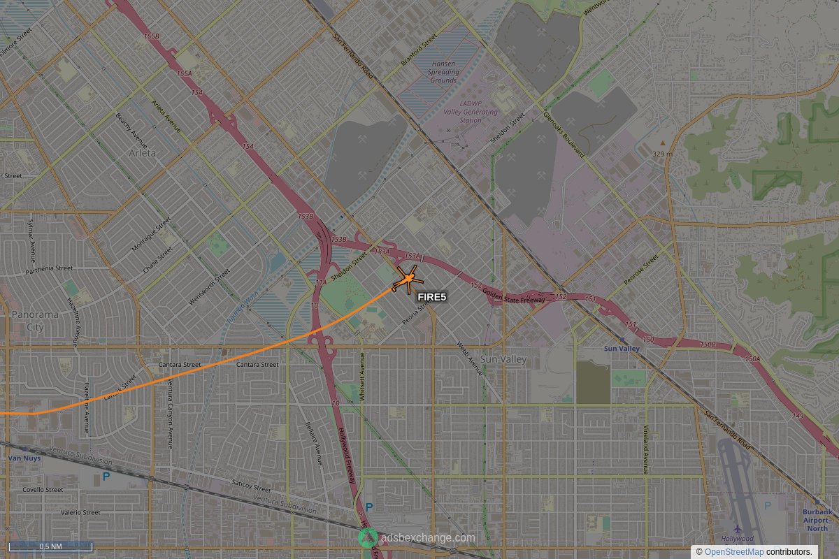 ffoverhead's tweet image. LAFD aircraft #N305FD callsign #FIRE5 (a A139) was spotted near Panorama City, Los Angeles, CA at approx 20:38 UTC squawking 241 globe.adsbexchange.com/?icao=a33266&amp;amp;z… #LAFD #LAFire