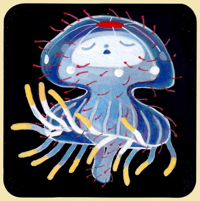 Coaster 2/3 for the Gallery Nucleus coaster show 2023, this time with gouache and colored pencil