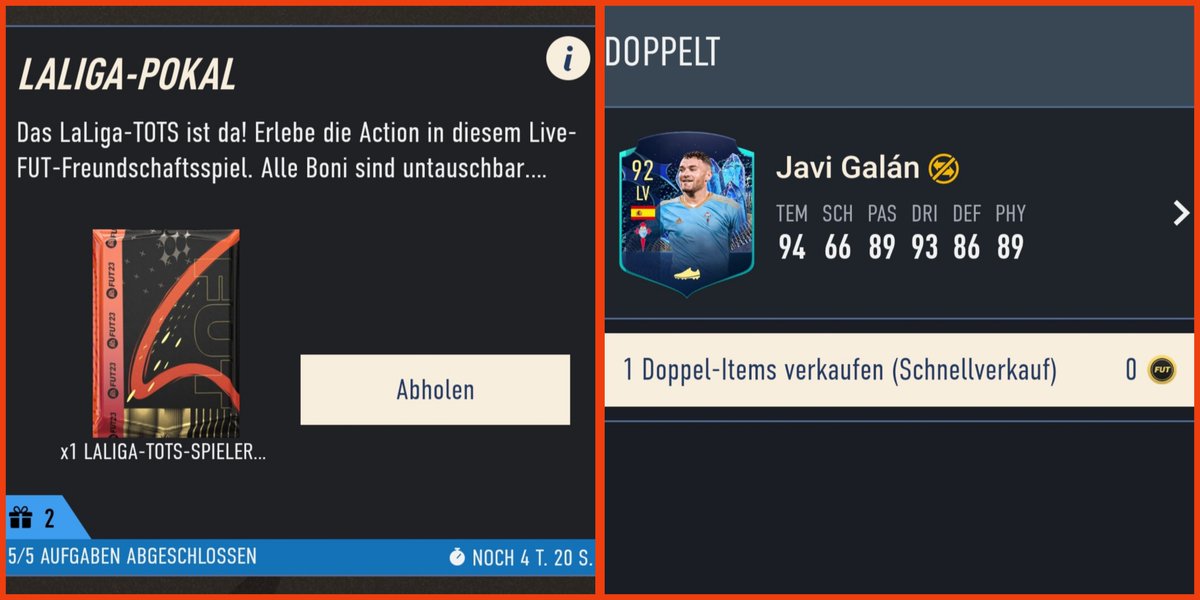 LaLiga TOTS Cup
10 Wins✅️

Untrade dupe Galan🇪🇸 out of the LaLiga TOTS Pack...😶‍🌫️

The Pack was as bad as the gameplay is in these One League Cups😮‍💨