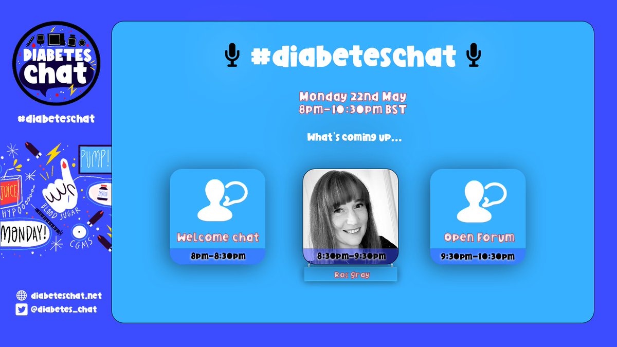 diabetes_chat's tweet image. #diabeteschat is back tonight
⏰ 8pm-10:30pm BST
👋 Welcome chat: 8pm
🎙️ Guest Speaker chat with @Type1Adventures from 8:30pm
🗣️ Open Forum chat to follow &amp;amp; #thursdaythread 🧵
🫂 Hosting team:
@flippper1  &amp;amp; @welshy_89 

🎧 
📺 diabeteschat.net/hangout
