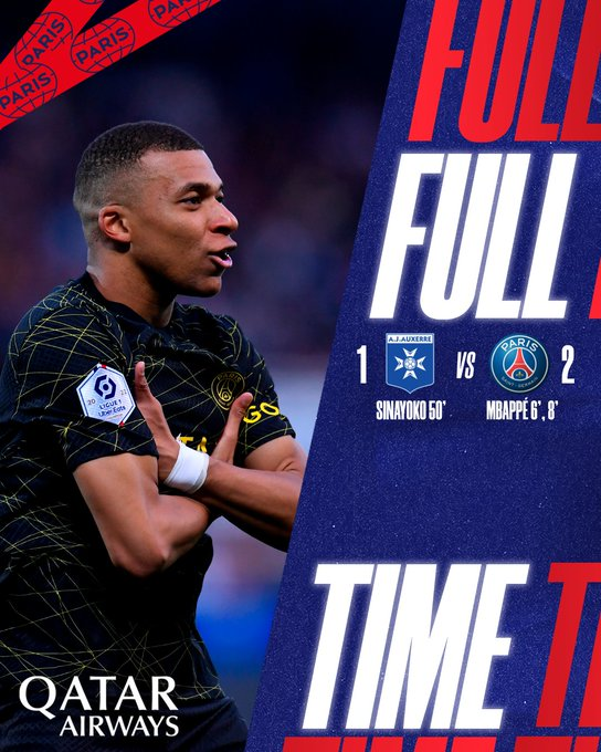 psgfcuk's tweet photo. FULL-TIME: Auxerre 1-2 Paris Saint-Germain 

3️⃣ very important #Ligue1 points secured! ✅

𝐴𝐿𝐿𝐸𝑍 𝑃𝐴𝑅𝐼𝑆 🔴🔵

#AJAPSG I #Ligue1 https://t.co/3tEavxhlNz