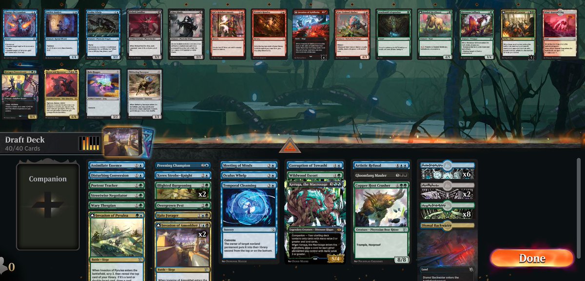 SaltDaddies's tweet photo. Fell short of cashing. 1-1 in draft 2. Flooded 2 games in a row vs an opponent with a good curve. Did get to punish them for flipping Vorinclex by decking them though. 

#MTGArena https://t.co/nzVaNH5Ien