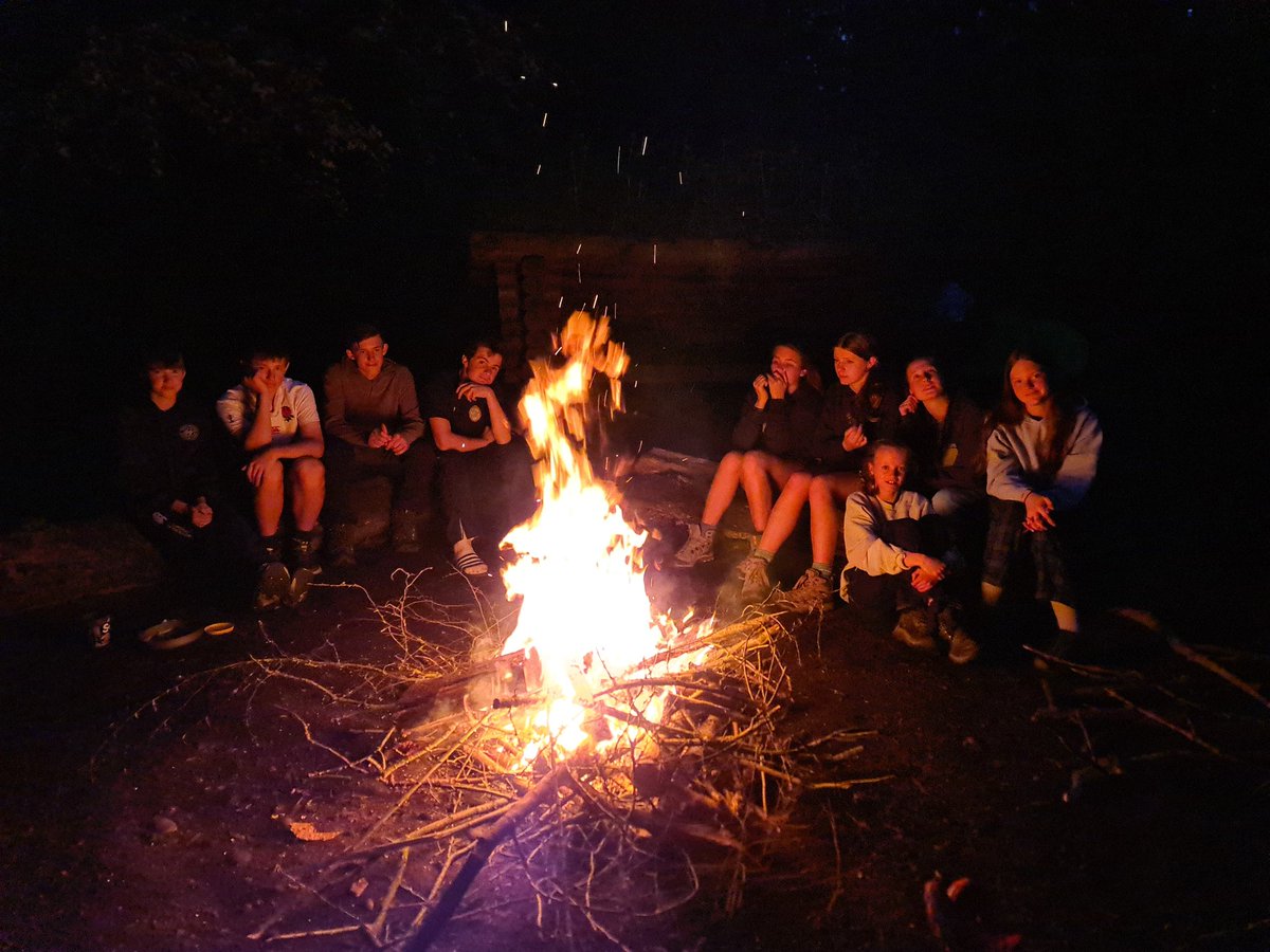 The fire is lit, the young people are gathered around. The singing has started. #BronzeDofE