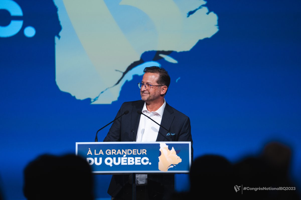 En clôture du #CongrèsNationalBQ2023, Yves-François Blanchet a affirmé aux militants de longue date qui disent espérer voir le pays du Québec: «Tenez bon! Les jeunes sont avec nous et nous allons bientôt compléter le travail». On va le faire, le pays. #BlocQc #paysQc