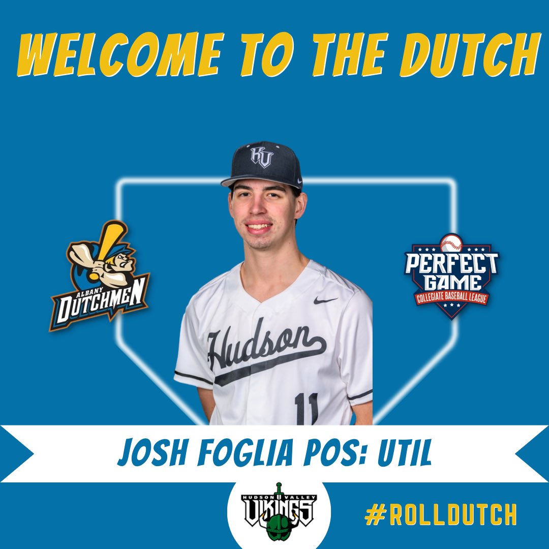Albany Dutchmen (@dutchmenpgcbl) on Twitter photo WELCOME TO THE DUTCH!!!
<a href="/JoshFoglia/">Josh Foglia</a> (<a href="/HVCCVIKINGS/">HVCC Athletics</a>)
Foglia is a LHH from Latham, NY who has a hot bat hitting .388 in his two years at HVCC totaling 62 runs scored and 64 RBI’s. WELCOME TO THE DUTCH!!!
<a href="/JoshFoglia/">Josh Foglia</a> (<a href="/HVCCVIKINGS/">HVCC Athletics</a>)
Foglia is a LHH from Latham, NY who has a hot bat hitting .388 in his two years at HVCC totaling 62 runs scored and 64 RBI’s.