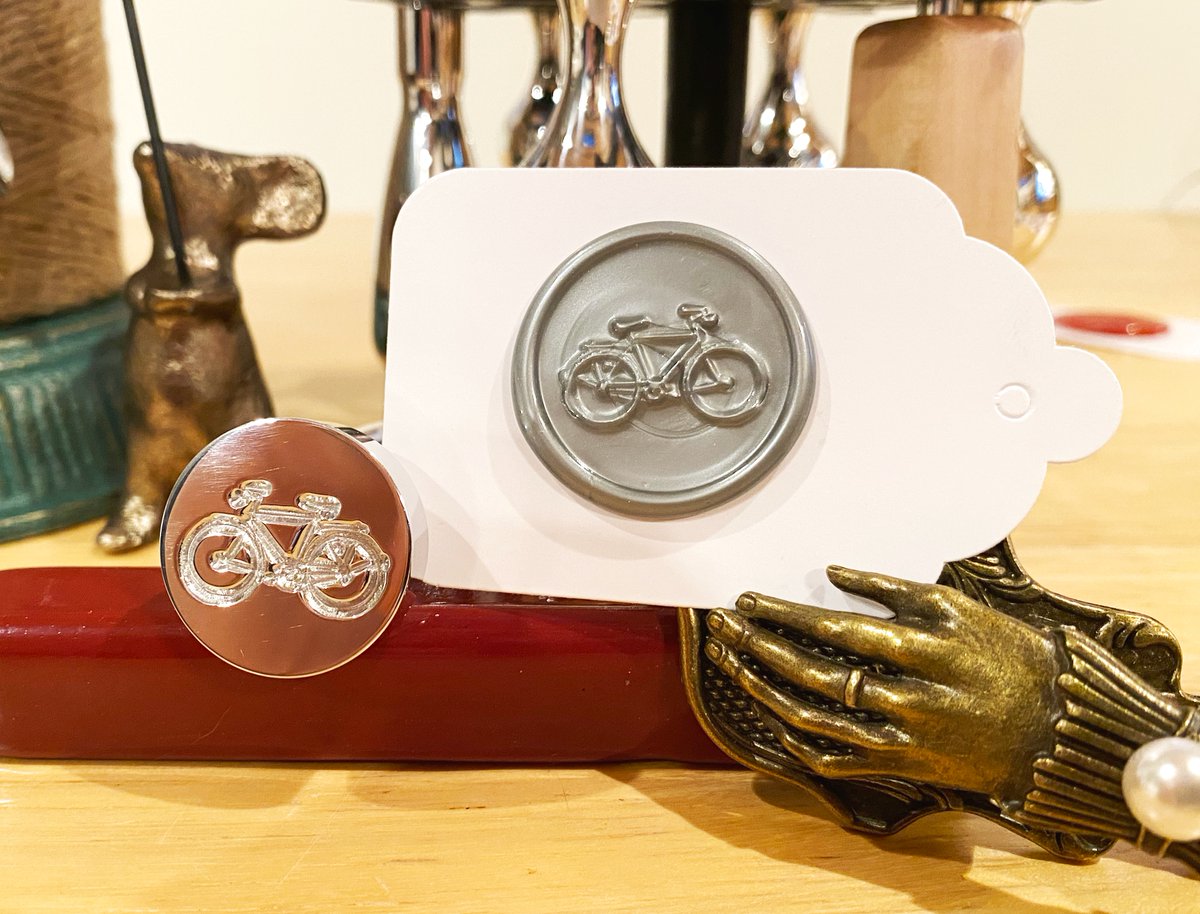 letterseals's tweet photo. We're back on the tweeter!
Show your love for your two-wheeled ride with our made-to-order bicycle wax stamp.  Upshift your correspondence, branding &amp; gift ideas!
#bikeshop #206 #425 #bicycle
#bicyclelove
#LetterSeals
#WaxSeal
#NotFromAmazon
#ShopSmallBusiness
#WomanOwnedBusiness https://t.co/7di90TBMnE