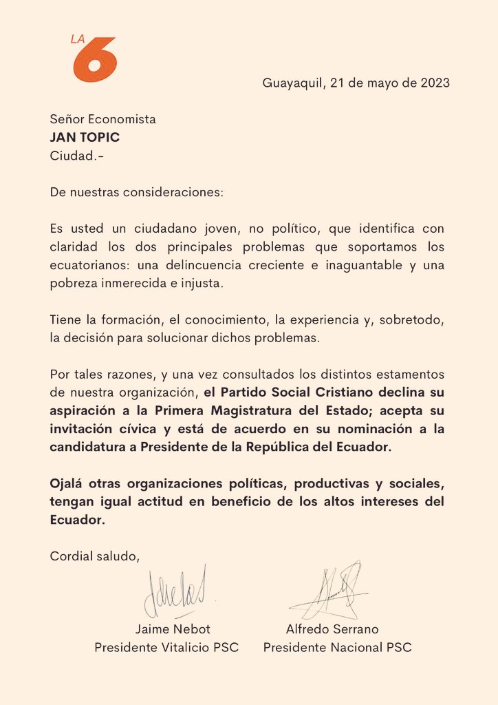 TommyTopic's tweet photo. #PorUnEcuadorSinMiedo @topic_jan Muy valiosa primera adhesión!!! https://t.co/jTrdUPsiEW
