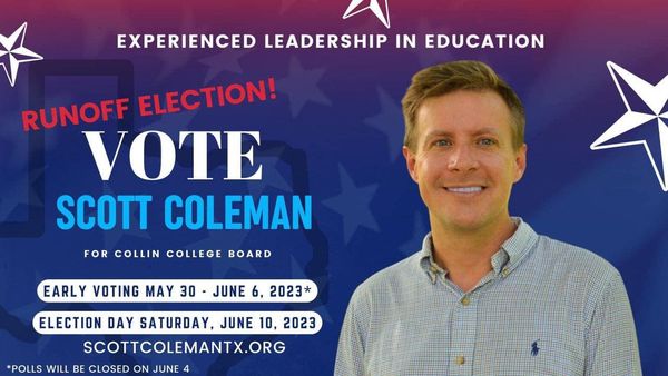 McKDems's tweet photo. One. More. Time. YOU can help Scott Coleman &amp; Stacey Donald 4 Collin College Board win their runoff! Early Voting Starts May 30/Election Day Sat June 10
📷 Share this post
📷 Screenshot this post &amp; text 5 friends
📷 Blockwalk or call voters who voted in May about the runoff https://t.co/JRJkCvRVfP