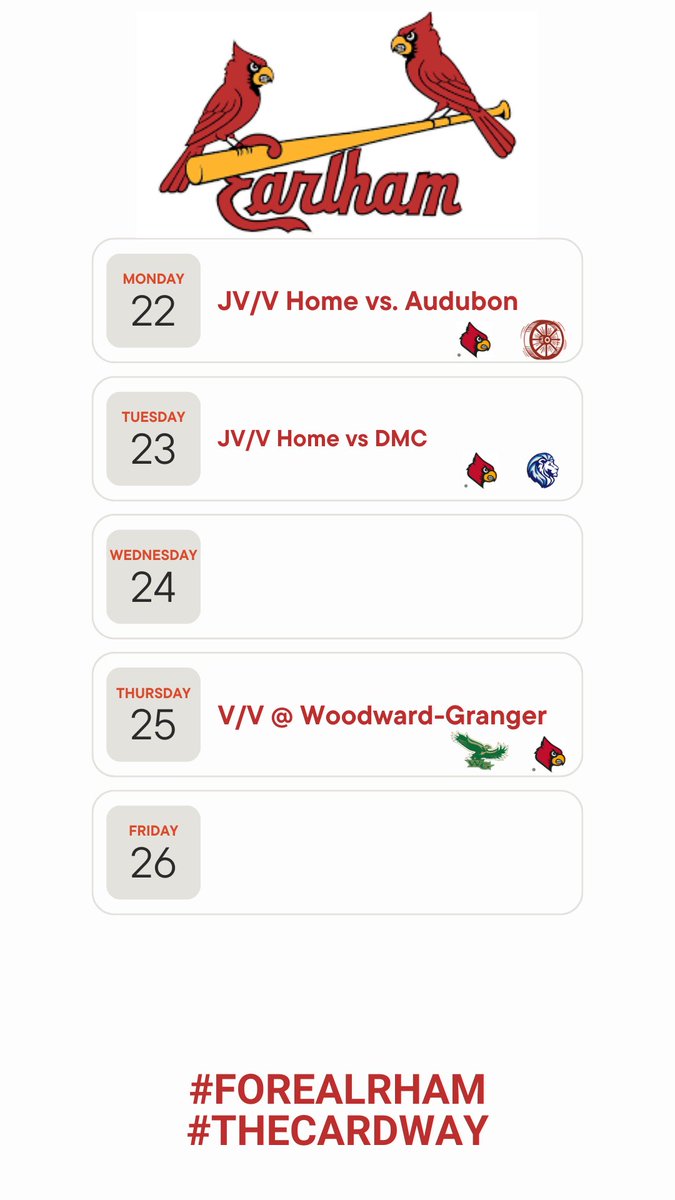 Week one! Come see your Cardinals in action!