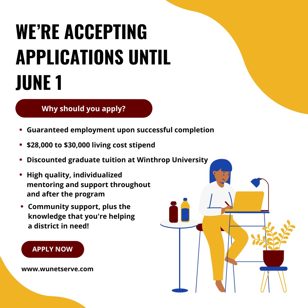 Are you ready to continue your education and become a teacher, even though your background isn't in education? The NetSERVE Teacher Residency Program might be perfect for you! Learn more at wunetserve.com or our information session on Wednesday, May 24 at 6 PM.