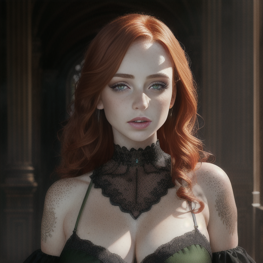 IPlayWithAI's tweet photo. I've a thing for redhead... and for gothics... 

#ai #aigirl #cutegirl #stablediffusion #originalart #beautifulwoman #cleavage #lewd https://t.co/f7ue0oapGH
