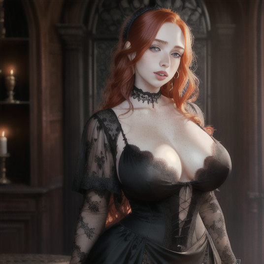 IPlayWithAI's tweet photo. I've a thing for redhead... and for gothics... 

#ai #aigirl #cutegirl #stablediffusion #originalart #beautifulwoman #cleavage #lewd https://t.co/f7ue0oapGH