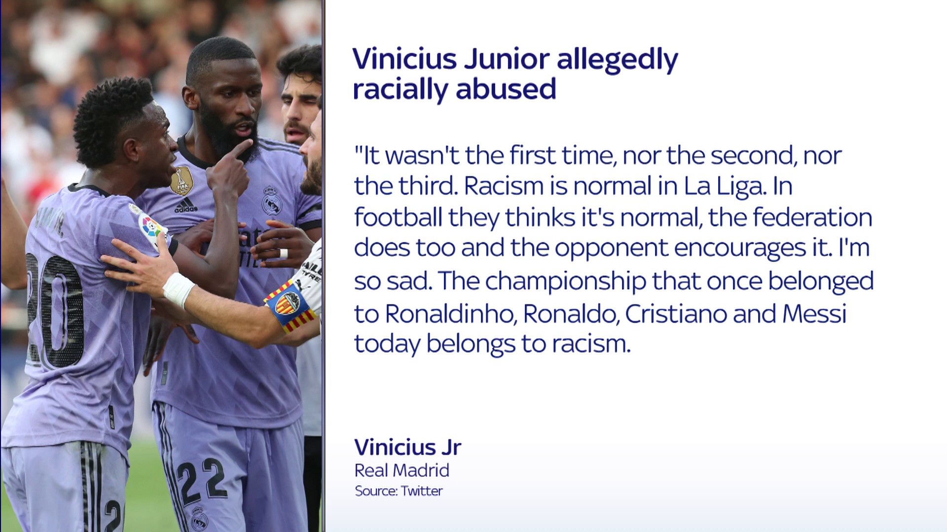 Racism is normal in La Liga: Vinicius Jr reduced to tears after