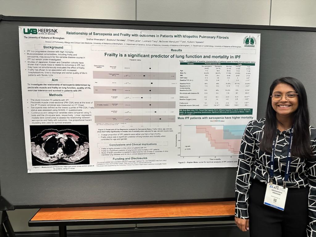 Meenakshi Sridhar (@meenakshisridh4) on Twitter photo Presented our data on frailty and low muscle mass in IPF at @ATS2023 <a href="/UABPulmonary/">UAB Pulmonary</a> <a href="/lab_mcdonald/">Merry-Lynn McDonald</a> Presented our data on frailty and low muscle mass in IPF at @ATS2023 <a href="/UABPulmonary/">UAB Pulmonary</a> <a href="/lab_mcdonald/">Merry-Lynn McDonald</a>