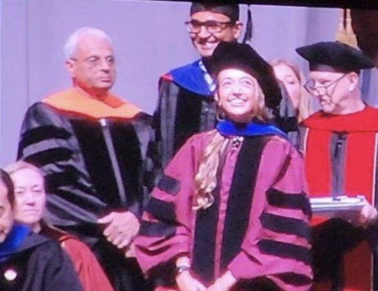 SarahKezar's tweet photo. Thrilled to be hooded for my Ph.D. in Agronomy by the great Dr. Muthu Bagavathiannan at the great Texas A&amp;M University. I’m one proud weed scientist!
Cheers to the wild ride to become the first Dr. Kezar and all the folks that helped make it possible. Gig ‘Em!!! https://t.co/fRWTTYePjA
