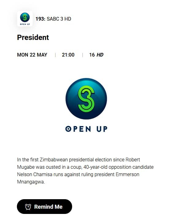 The documentary PRESIDENT is on tomorrow, Monday  22 May 2023 at 9 pm SABC3
#PresidentDocumentarySABC3