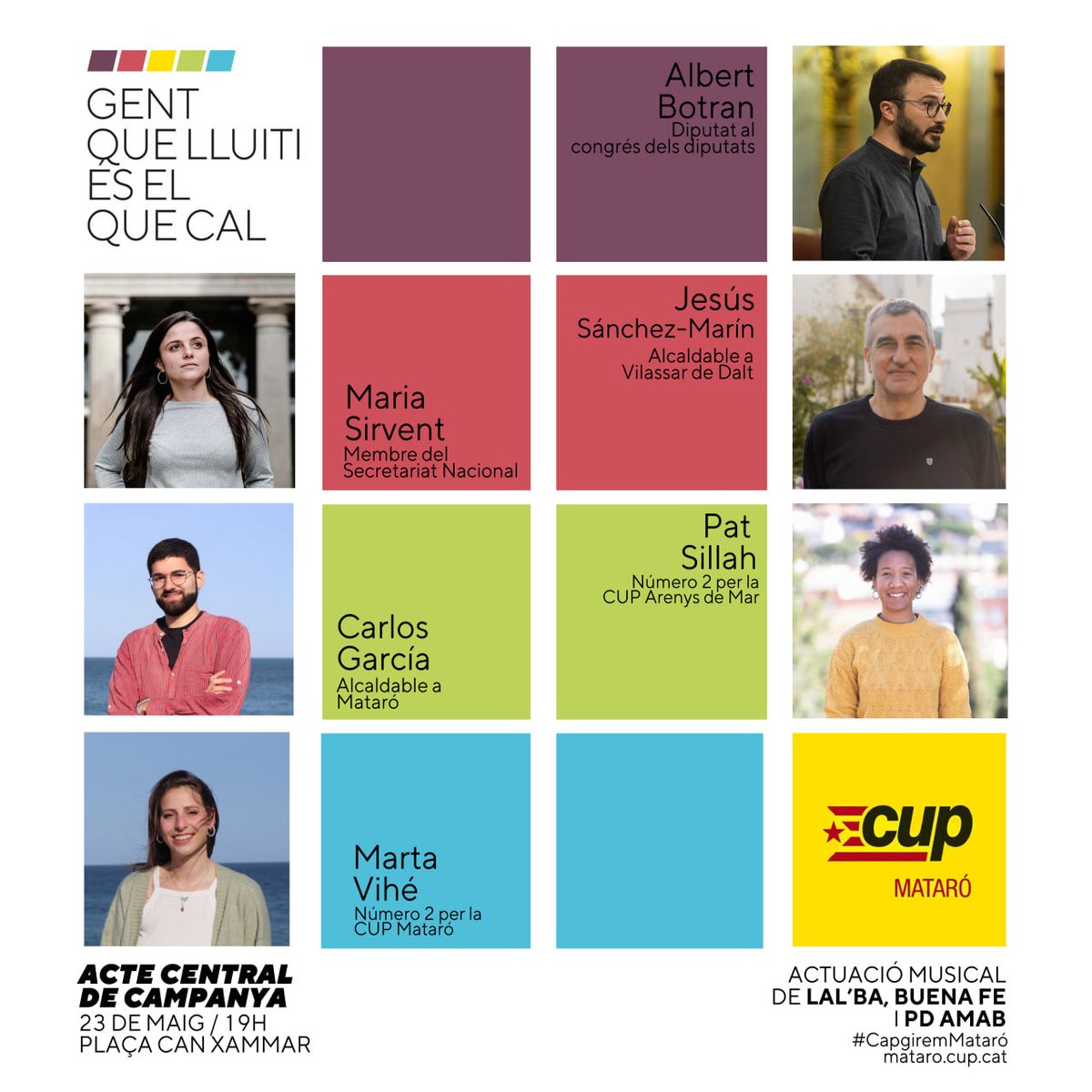 CUPMataro's tweet photo. Bones notícies! A l'acte d dimarts s'afegeix @BuenaFe_musica al cartell!
🔊ACTE CENTRAL CAMPANYA.
Dimarts 23, Can Xammar, 19h
🔺Caps de llista @CUPMataro.
🔺Representació candidates @CUPMaBcnnord.
🔺Membres @cupnacional.
🎙️@lalbamusic @BuenaFe_musica #PDAmab 🎶🍺
#GentQueLluiti https://t.co/8C5BMREc5W