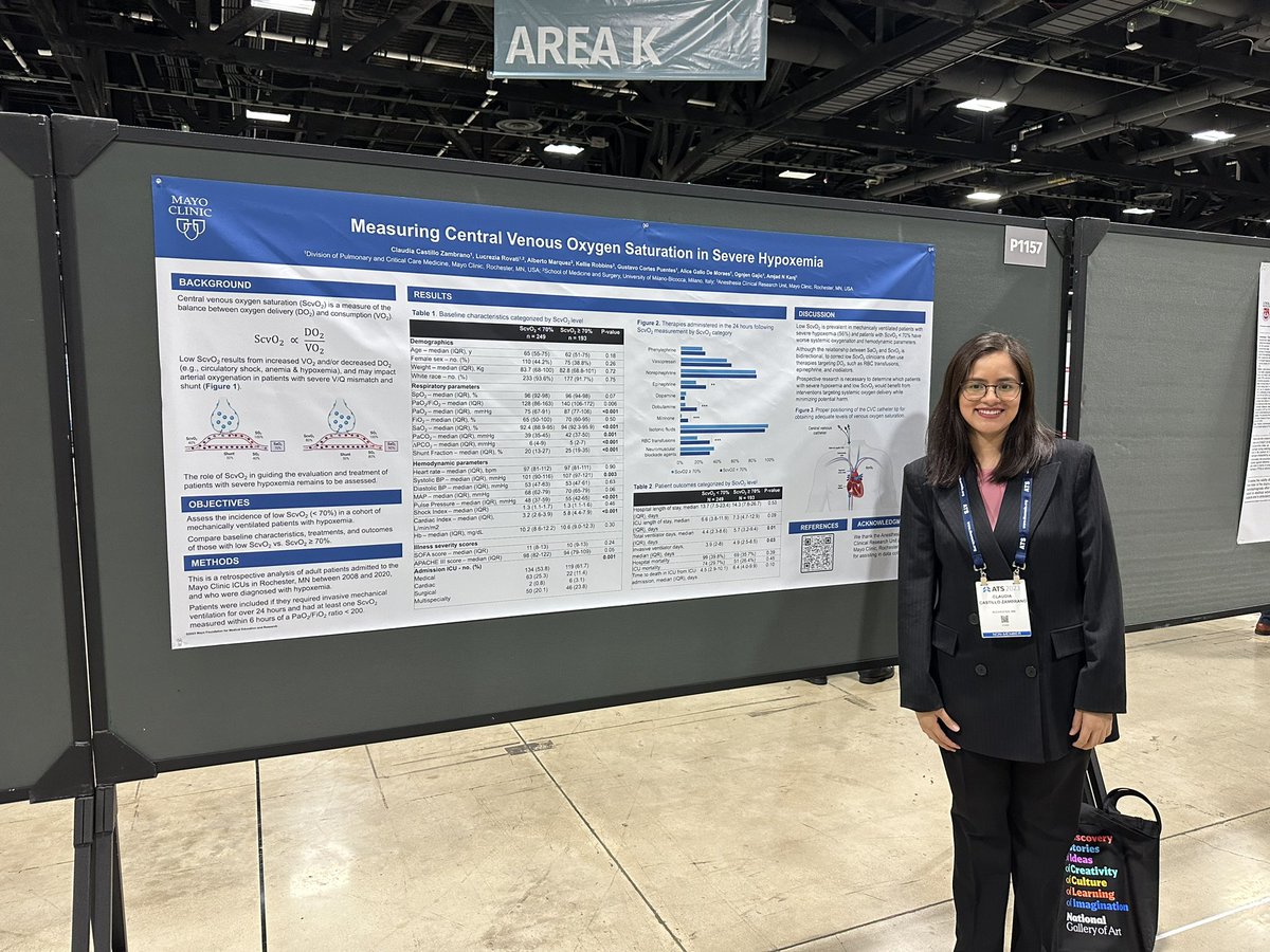 @ClaudiaCastZ at #ATS2023 describing the differences in acuity and management in patients with low, high ScvO2 @AmjadKanj and others @MayoPCCM @metriccertain