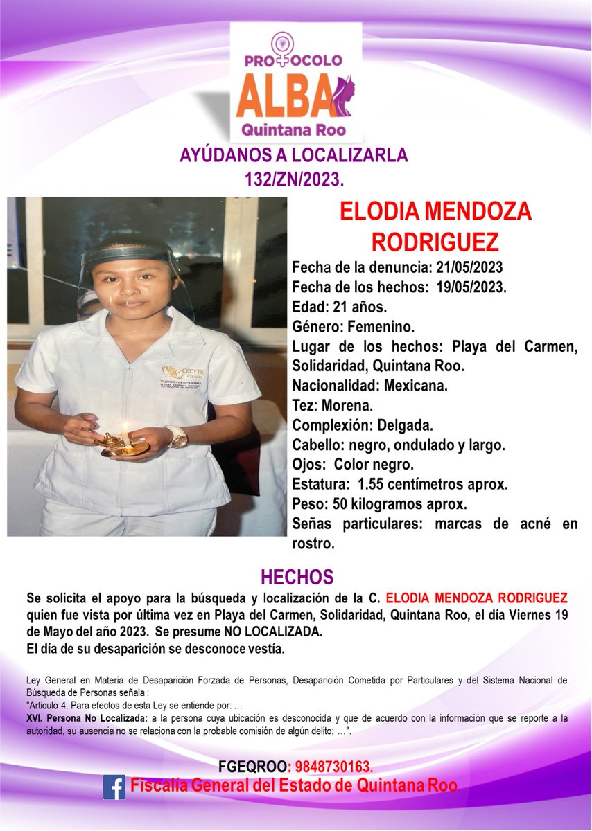 EstudiaEnCancun's tweet photo. #ProtocoloAlba Agradecemos su colaboración. #QuintanaRoo ¡Ayúdanos a encontrarla! https://t.co/0pTlIaQkEz