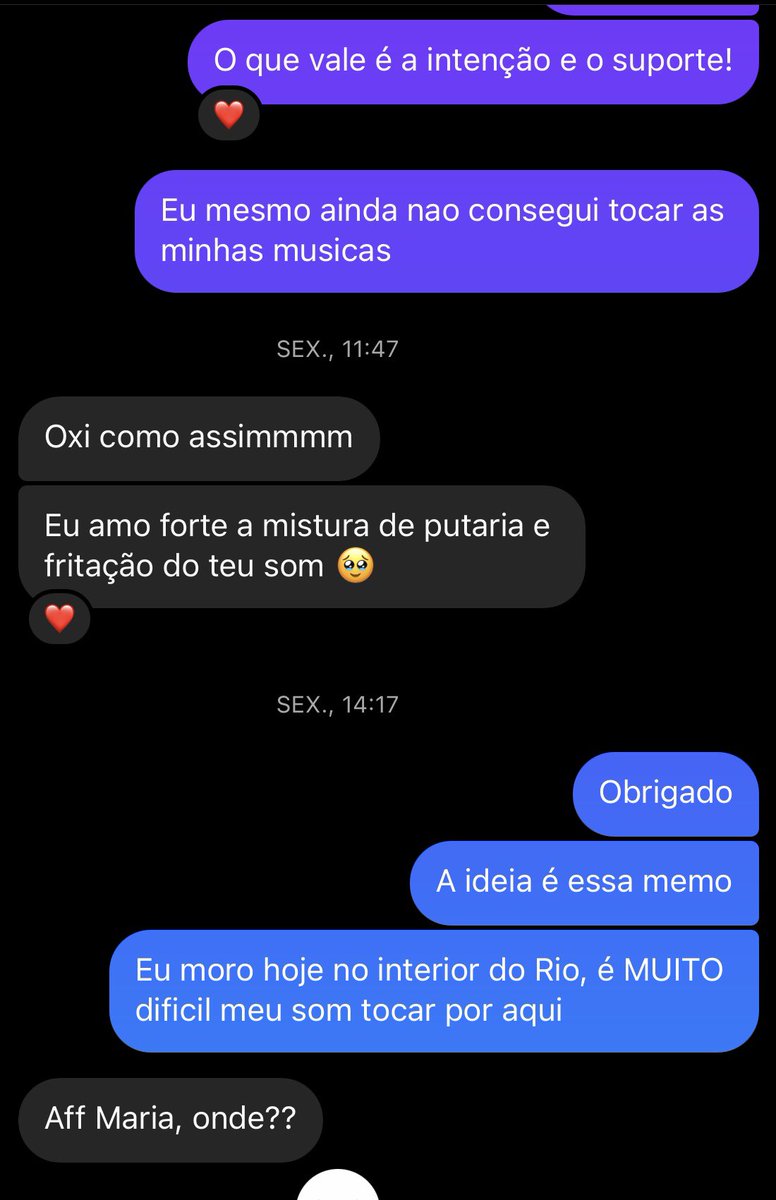 jaum_gangstar's tweet image. As vezes eu acabo sedendo aos pensamentos ruins da Depressão, por estar morando em cidade pequena, onde não me Valorizam.
Aí eu recebo umas mensagens assim:

Quando eu falo que a #MEPB Salvou minha vida, não é da boca pra fora…