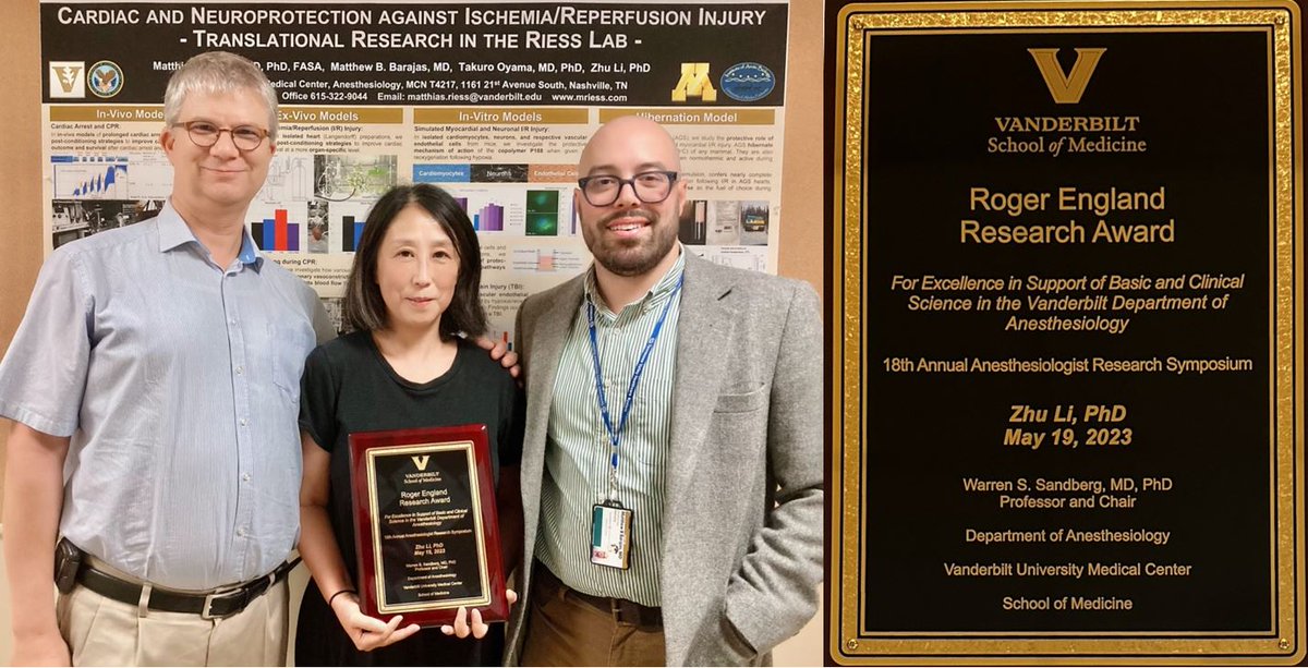 Matthew Barajas & Matthias Riess (@riessbarajaslab) on Twitter photo We are proud of our lab manager Dr. Zhu Li who received the 2023 Roger England Award from <a href="/VUMC_Anes/">VUMC Anesthesiology</a> for her outstanding support of our basis and translational science laboratory. Congratulations! #VUMC #Research #Anesthesiology We are proud of our lab manager Dr. Zhu Li who received the 2023 Roger England Award from <a href="/VUMC_Anes/">VUMC Anesthesiology</a> for her outstanding support of our basis and translational science laboratory. Congratulations! #VUMC #Research #Anesthesiology