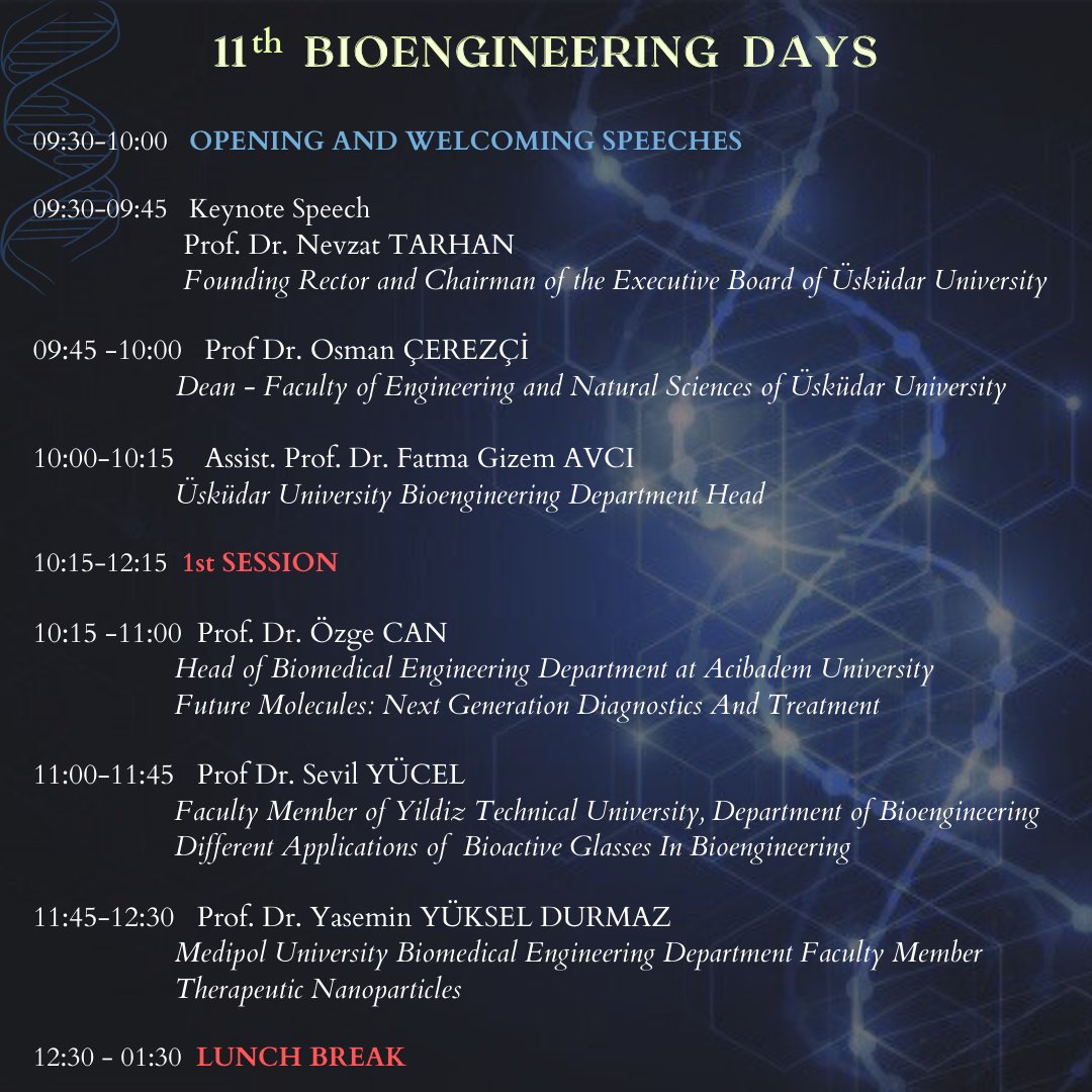 bioengtec's tweet photo. Our 11th Bioengineering days schedule is announced!!
On the 25th of  May 2023,in Nermin Tarhan hall. 
Anyone can join, the event is free, please register using the link below:

https://t.co/7t5MNatZmc https://t.co/5yFleZ9Gen