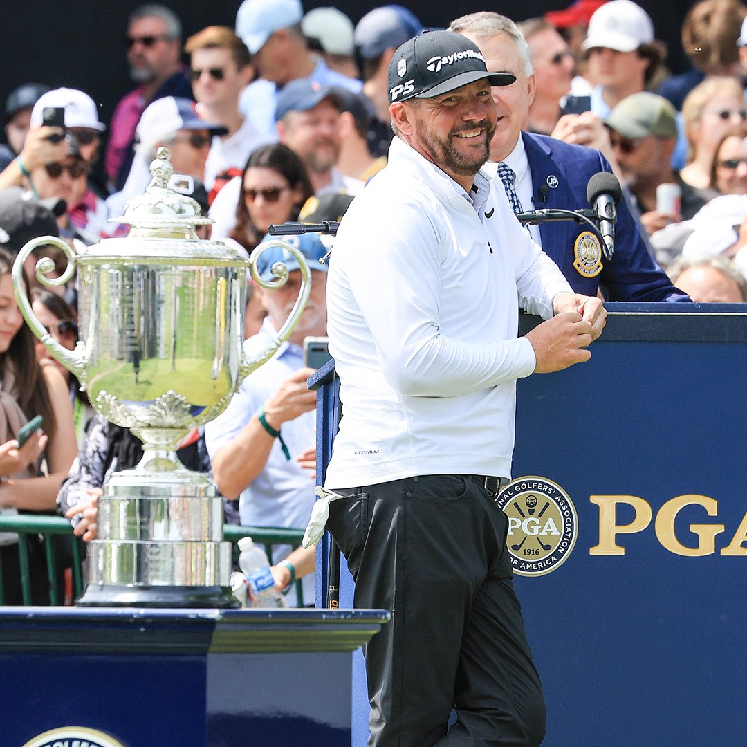 TaylorMadeGolf's tweet photo. When the golfing world rallies around “Why not?”, it’s been a special week. Michael Block entertained us all with a hole-in-one for the ages, drivers off the deck, and an infectious attitude. Congrats on checking off that bucket list moment, Blockie. #BeyondDriven #TeamTaylorMade https://t.co/axIqgcgoLm