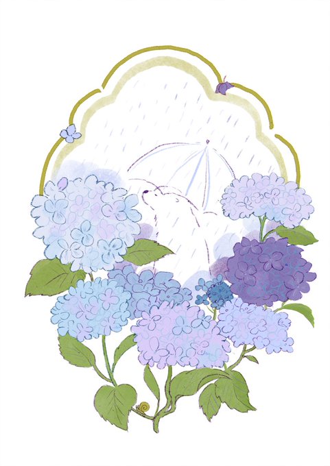 「closed eyes hydrangea」 illustration images(Latest)｜2pages