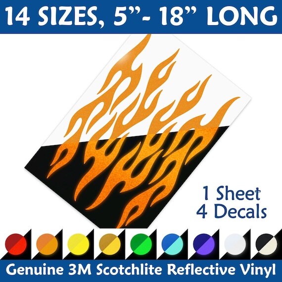 SewardStStudios's tweet photo. Check out this renewed listing in our Etsy shop! https://t.co/qflUInxhYF Set of 4 Reflective Flames Vinyl Decals, Retro Fire Sticker Kit, Hotrod Flame Transfers / #1334R-Sizes by SewardStreetStudios https://t.co/u4AGam52nB