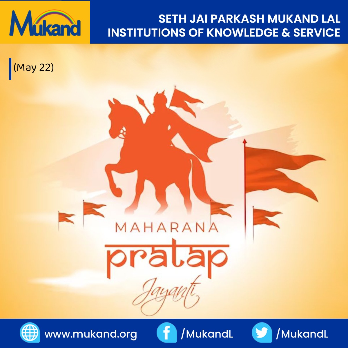 On the occasion of Maharana Pratap Jayanti, may his tales of bravery and strength inspire you. Warm wishes on Maharana Pratap Jayanti!