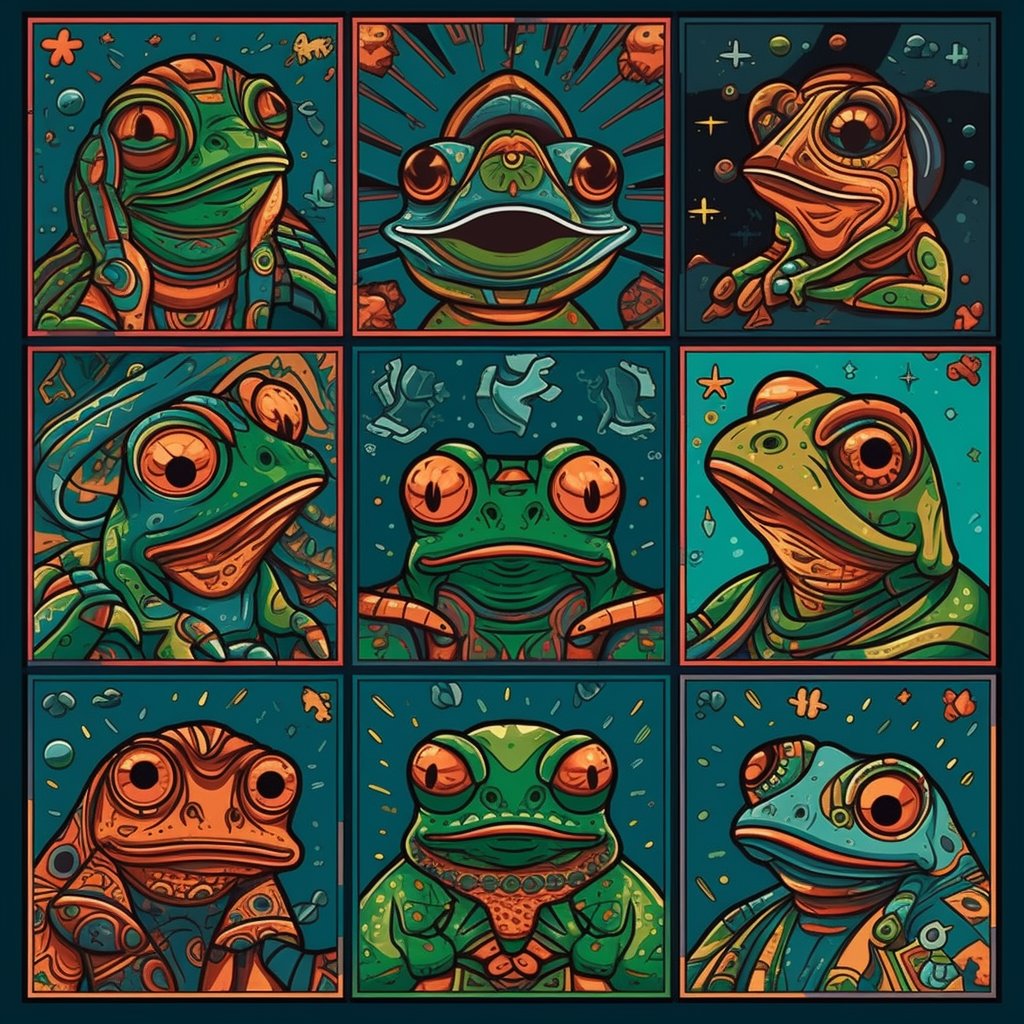 ackza619's tweet image. Holy Frog Tiles 4321 XPR for first 2 then price goesup- 9 MAX 
soon.market/nft/templates/…
🐸🐸🐸🐸🐸🐸🐸🐸🐸 Each NFT # is one of the 9 frogs in the image, #1 being top left and so on.Snipverse.com/frogwars #priceyprotonpepes #pepe  #frogcore #frogs #frogart