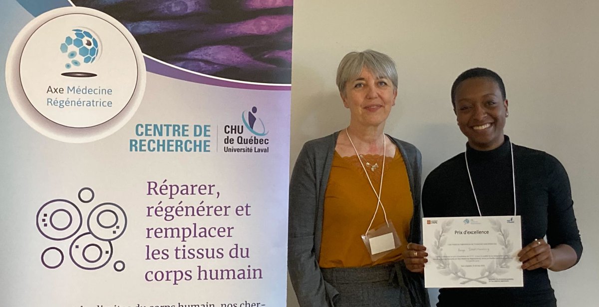 AxeMedReg's tweet photo. Félicitations à Sara Palladino, Eloïse LARNAC et Ange Tchatchouang qui ont obtenu respectivement le 1er, 2ème et 3ème prix de vulgarisation oral (catégorie Doctorat) lors de la Journée Annuelle de l’Axe Médecine Régénératrice qui s’est déroulé à Québec le 2 mai 2023. https://t.co/o2URpyyevh