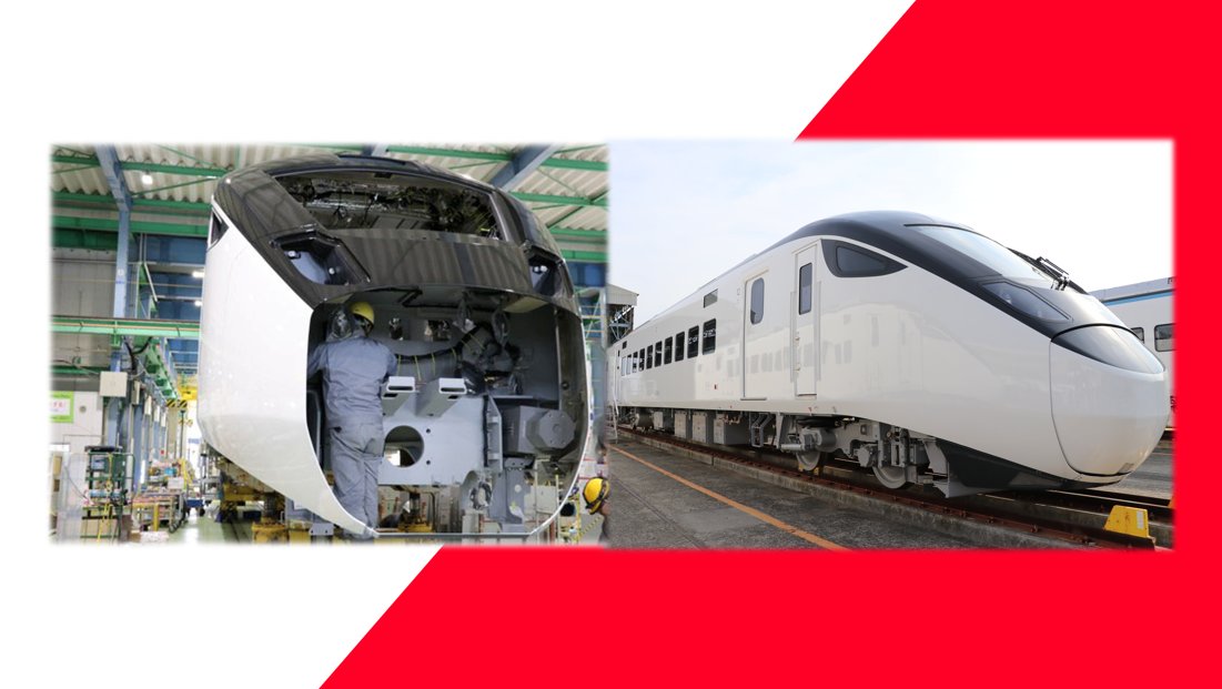 Hitachi_Japan's tweet photo. #HitachiOpenDay では、通常間近に見ることのできない車両や運行前の新型車両も展示され、多くの方々に楽しんでいただきました！🚊 その中から台湾都市間特急車両 #EMU3000 の製造現場とスタイリッシュな車体をお届けします！👀 https://t.co/kP5kYTBFph