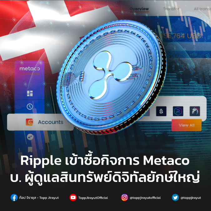 toppjirayut's tweet photo. Ripple บริษัทด้านการชำระเงินคริปโทฯ ชั้นนำ ประกาศเข้าซื้อกิจการ Metaco บริษัทดูแลสินทรัพย์ดิจิทัลสัญชาติสวิสด้วยเงินมูลค่ามากกว่า 250 ล้านดอลลาร์
https://t.co/CkyIJbJyGT
#Ripple #Mateco #DigitalAssets #ToppJirayut https://t.co/ElMp06qmPG