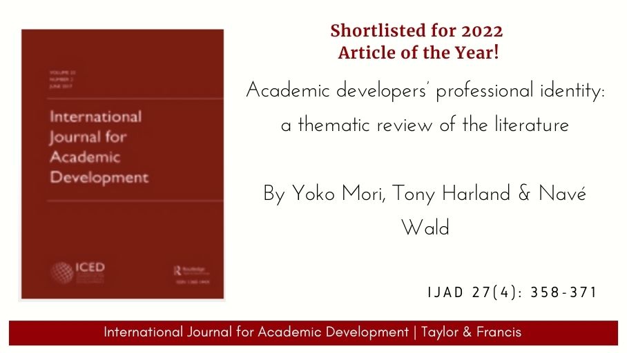 Shortlisted for IJAD Article of the Year 2022!
By Yoko Mori, Tony Harland &amp; Navé Wald
doi.org/10.1080/136014…
More info at tandfonline.com/journals/rija2…
