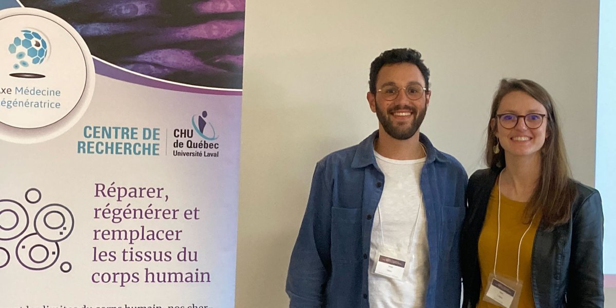 AxeMedReg's tweet photo. Félicitations à Pascale Charpentier et Olivier Chancy qui ont respectivement gagné les prix de participation offerts par #Desjardins et Agence IMPAKT Scientifik Inc. lors de la Journée Annuelle de l’Axe Médecine Régénératrice qui s’est déroulé à Québec le 2 mai 2023. https://t.co/Do22fs6k97