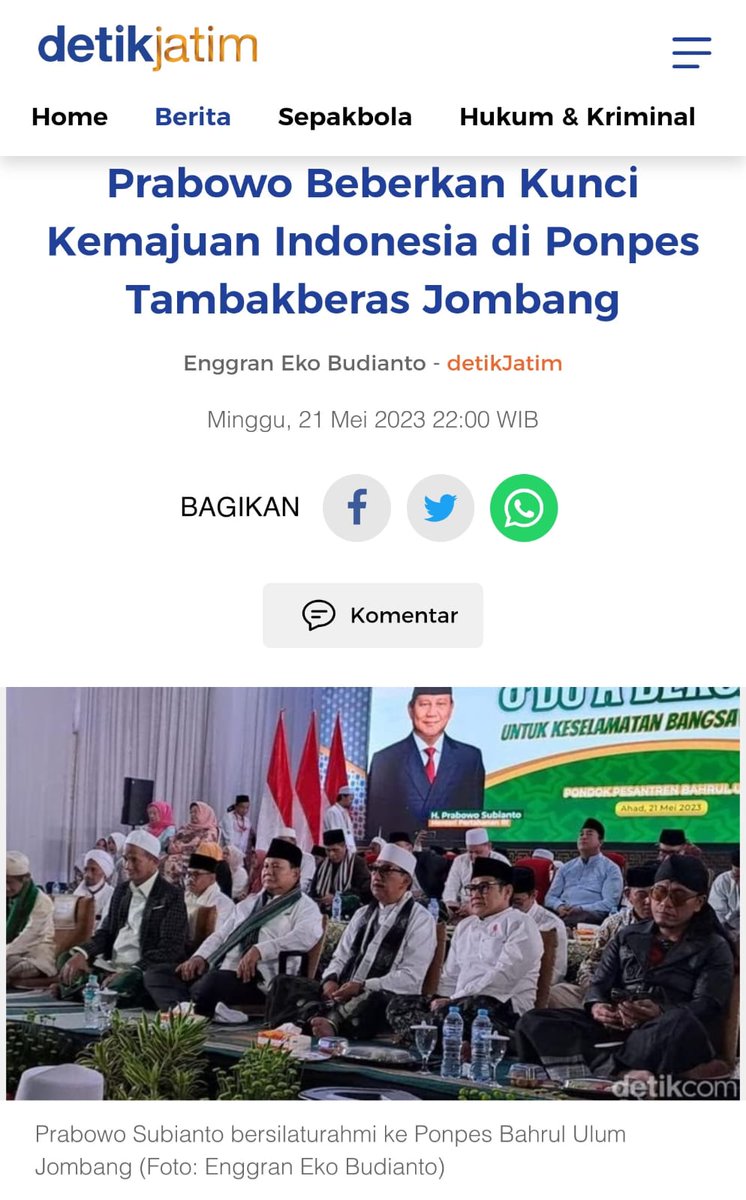 Pak Prabowo senang tahu kehebatan yg mendapat penghargaan Pesantren Inspiratif, hal ini dapat menjadi contoh untuk pesantren lain.

#PS08SambangiPesantren
Prabowo-08 Emang BikinNyaman