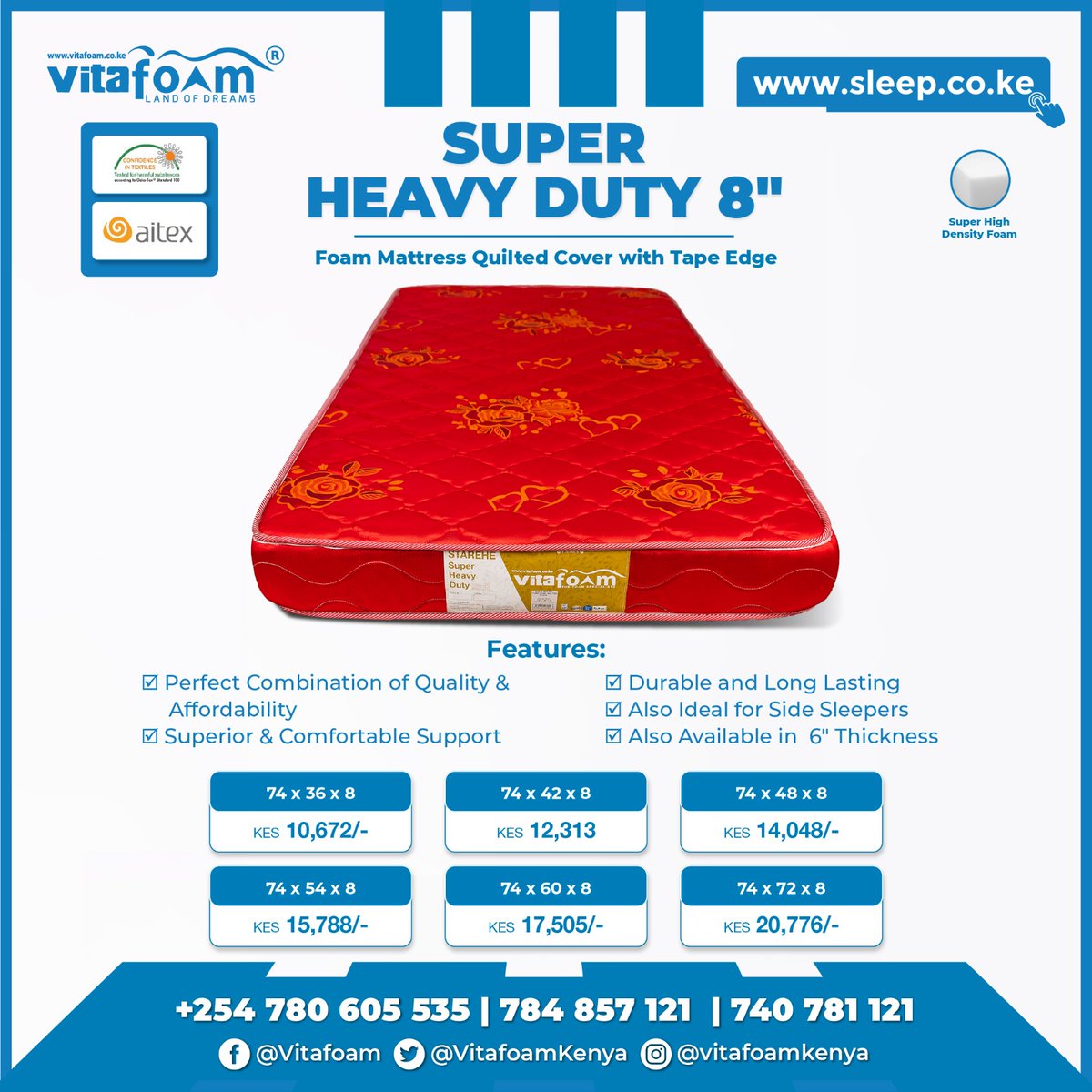 VitafoamKenya's tweet photo. You Can Now Have a Better Nights' Sleep at Much #BetterPrices 🤝 only with #VitaFoamKenya®! 🌟🙋♀️☁️🛌🙋♂️☁️🛌👫☁️🛌👨👩👧👦☁️🛌🌟
☎ *Mattress, *Pillow, *Bed & *Sleep Accessory Enquiries, Orders & Deliveries: 0780 605 535 | 784 857 121 | 740 781 121
📍 Locations: https://t.co/UkHezunMrG https://t.co/Vu4Ierxya1