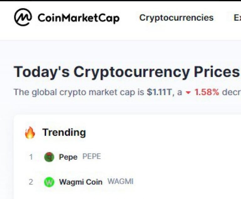 WAGMIHQ's tweet photo. Back on CMC trending #2. 

#WAGMI $WAGMI https://t.co/EdSOlQa97f