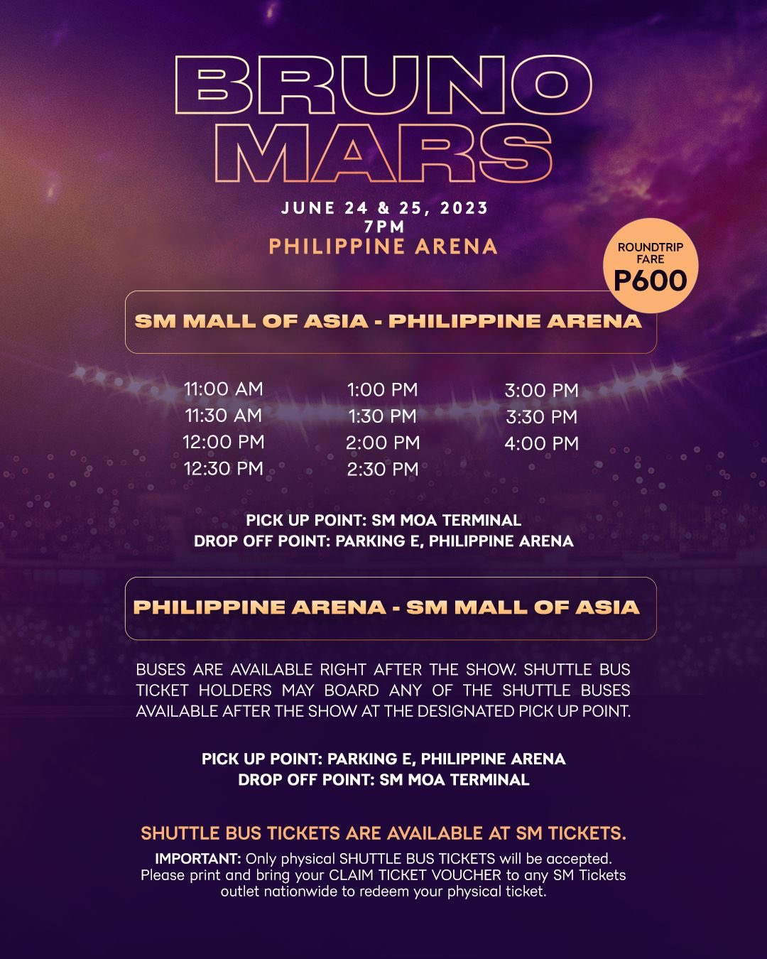 Live Nation PH on Twitter "🚌SHUTTLE ALERT🚌 Watching Bruno Mars at the