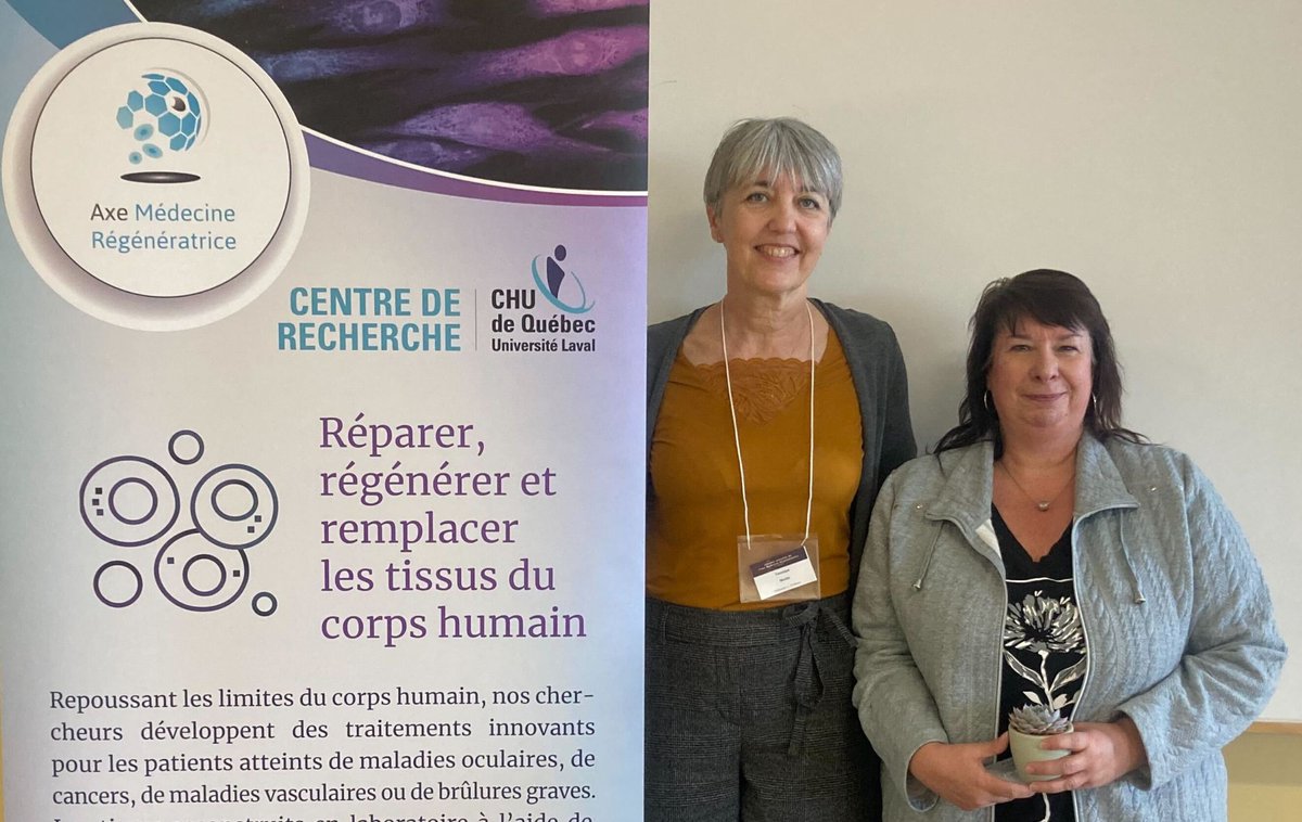 AxeMedReg's tweet photo. Félicitations aux professionnels-elles de recherche Manon Labrecque, Dominique Mayrand PhD, MBA, Stéphane Chabaud, Geneviève Bernard, Israël Martel et  Line Cantin  de la Journée Annuelle de l’Axe Médecine Régénératrice qui s’est déroulé à Québec le 2 mai 2023. https://t.co/sb7NjTsbrl