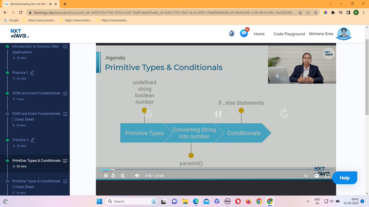 MohanaSreeKatam's tweet image. Hello People!
Introduction to JS & Variables > Primitive Types & Conditionals
111 / 365 Days - Coding Challenge
Consistency matters a lot in development!!!
#dynamicwebdesign #nxtwave #365daysofchallenge #software #CSE #fullstackdeveloper #frontend #backend #database #javascript