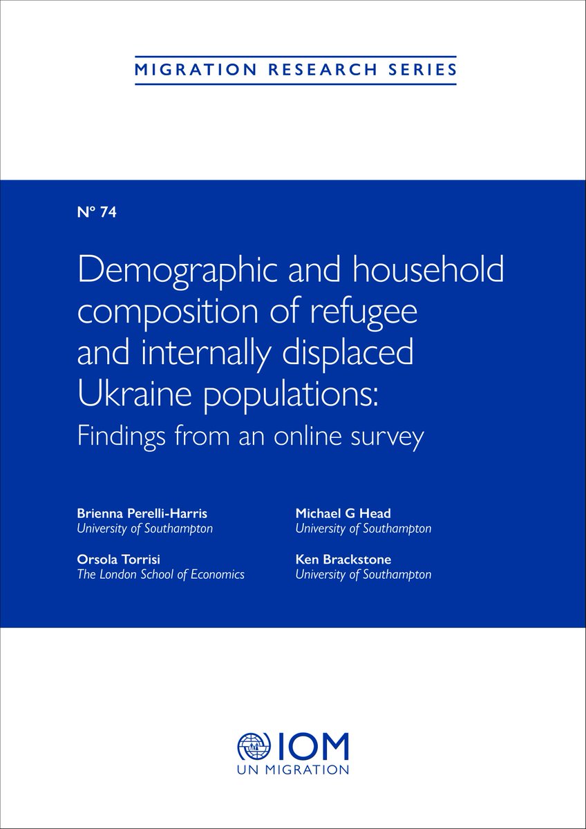 IOM Publications (@iompublications) on Twitter photo MRS No. 74 - Demographic and household composition of refugee and internally displaced Ukraine populations: Findings from an online survey
Read more here: bit.ly/3Wt3WeG
<a href="/IOMResearch/">IOM Research</a> <a href="/CelineBauloz/">Céline Bauloz</a> <a href="/MarieLMcAuliffe/">Marie McAuliffe, PhD 📶♀️🇦🇺🇨🇭</a> <a href="/JennaMB/">Jenna Marie Blower-Nassiri</a> <a href="/OrsolaTorrisi_/">Orsola Torrisi</a> <a href="/michaelghead/">Michael Head</a> <a href="/kenbrackstone/">Ken Brackstone</a> MRS No. 74 - Demographic and household composition of refugee and internally displaced Ukraine populations: Findings from an online survey
Read more here: bit.ly/3Wt3WeG
<a href="/IOMResearch/">IOM Research</a> <a href="/CelineBauloz/">Céline Bauloz</a> <a href="/MarieLMcAuliffe/">Marie McAuliffe, PhD 📶♀️🇦🇺🇨🇭</a> <a href="/JennaMB/">Jenna Marie Blower-Nassiri</a> <a href="/OrsolaTorrisi_/">Orsola Torrisi</a> <a href="/michaelghead/">Michael Head</a> <a href="/kenbrackstone/">Ken Brackstone</a>