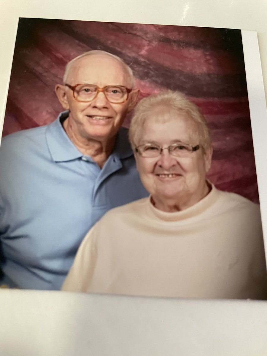 HJIrwin's tweet photo. My 91 year old dad passed May 4. My 89 year old mom passed May 14, Mother’s Day and my birthday. They were married 68 years and my sisters and I knew when 1 went the other would be close behind. So glad they’re together forever https://t.co/D1ikpgeFTE